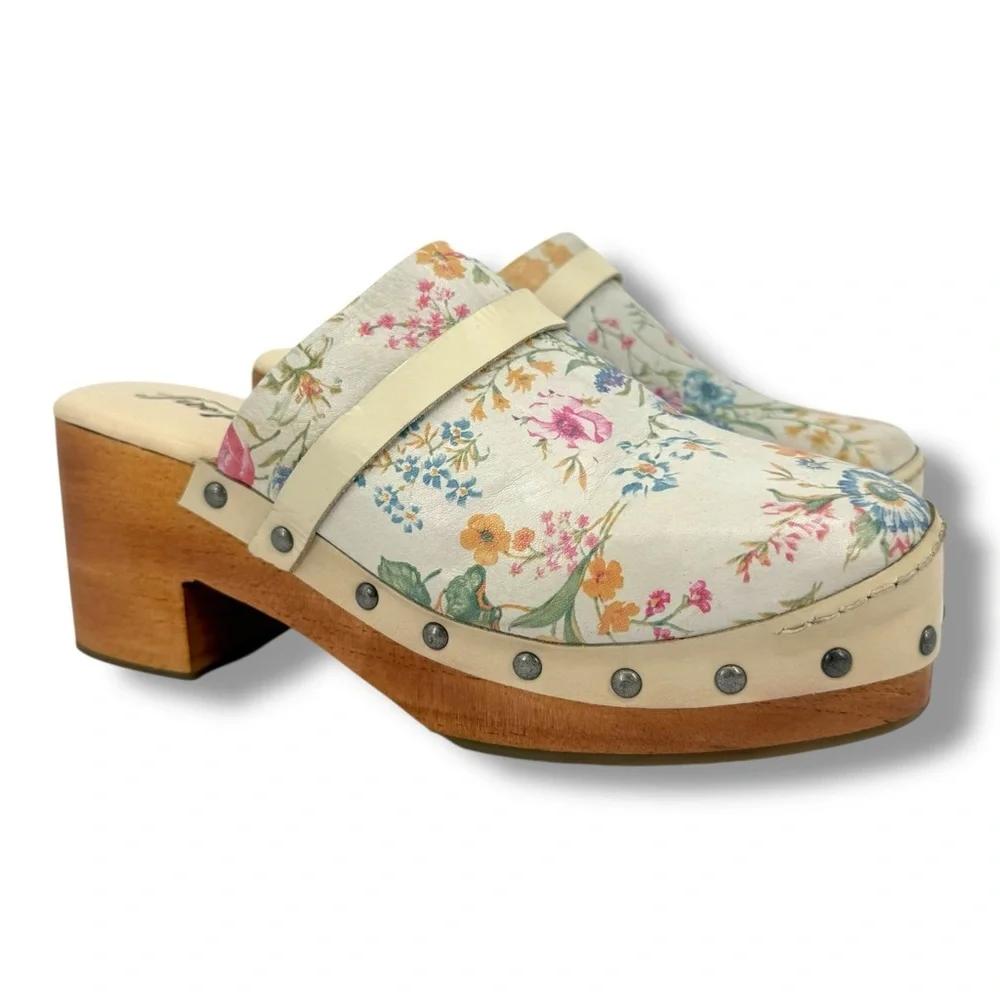 Free People Calabasas Floral Wood Clog Size 38 or US 7.5 - Picture 2 of 13